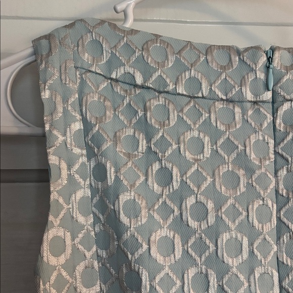 Ralph Lauren Light Blue Textured Midi Dress with Metallic Pattern - Picture 5 of 6